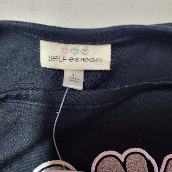 New Girls Self Esteem Shirt Long Sleeve Unicorn Halloween Size L Top Black Comfy - Picture 7 of 11
